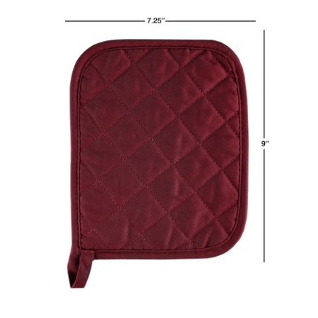 Hastings Home Pot Holder Set With Silicone Grip, Quilted And Heat Resistant (Set of 2) By Hastings Home (Burgundy) 312756QPS